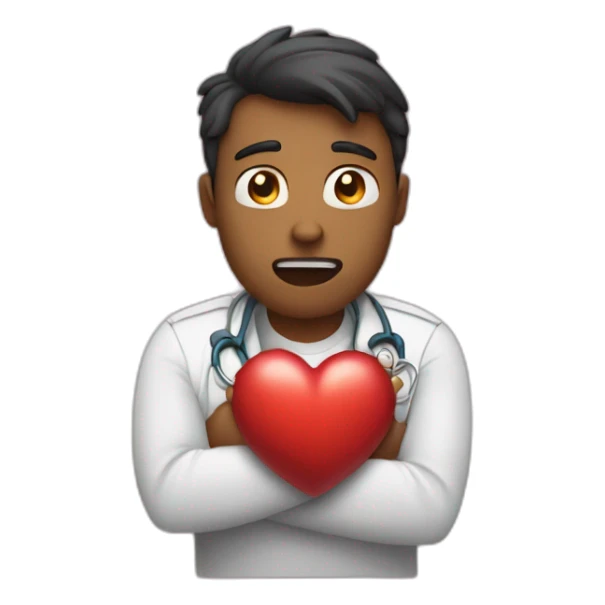 man clenching his heart as if he is having a heart attack sticker