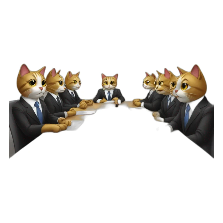cats in business suits sit at the table at a meeting sticker