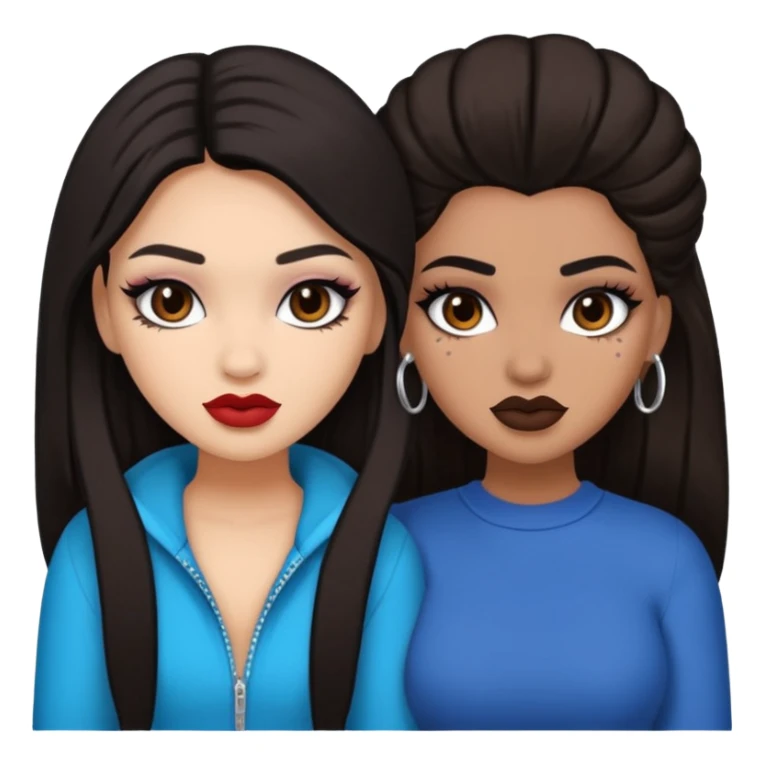 Boujy baddie best friends, trendy heavy makeup both dark hair one light skinned and one light brown  sticker