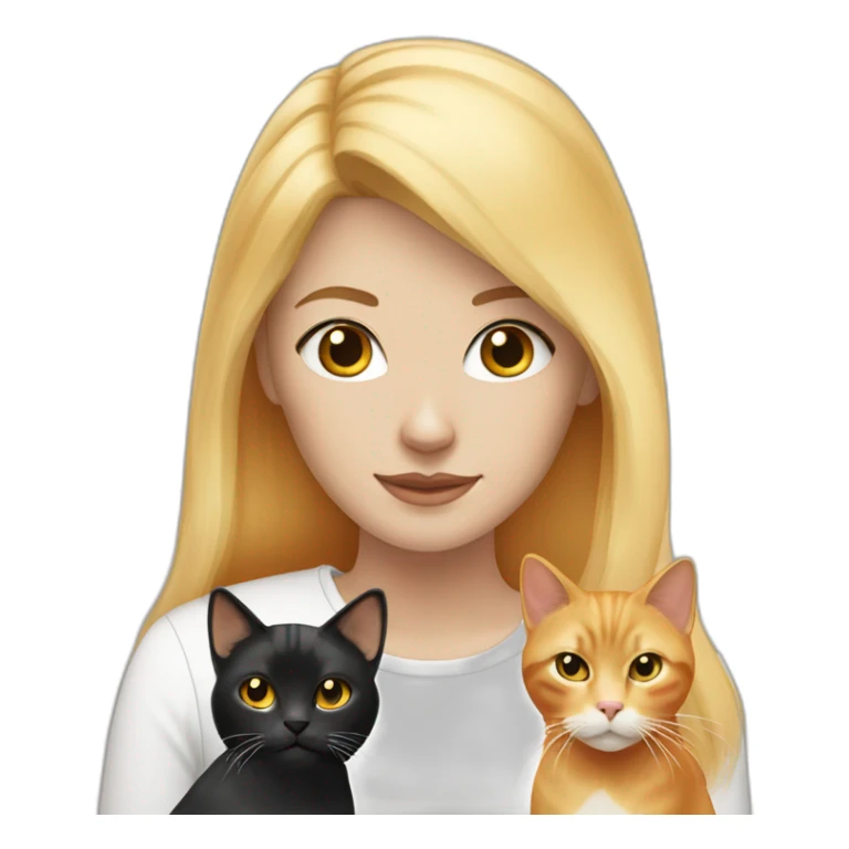 blonde-haired woman with a white and black and orange cat sticker