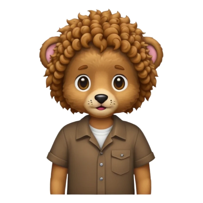 curly short hair animal with shirts  sticker