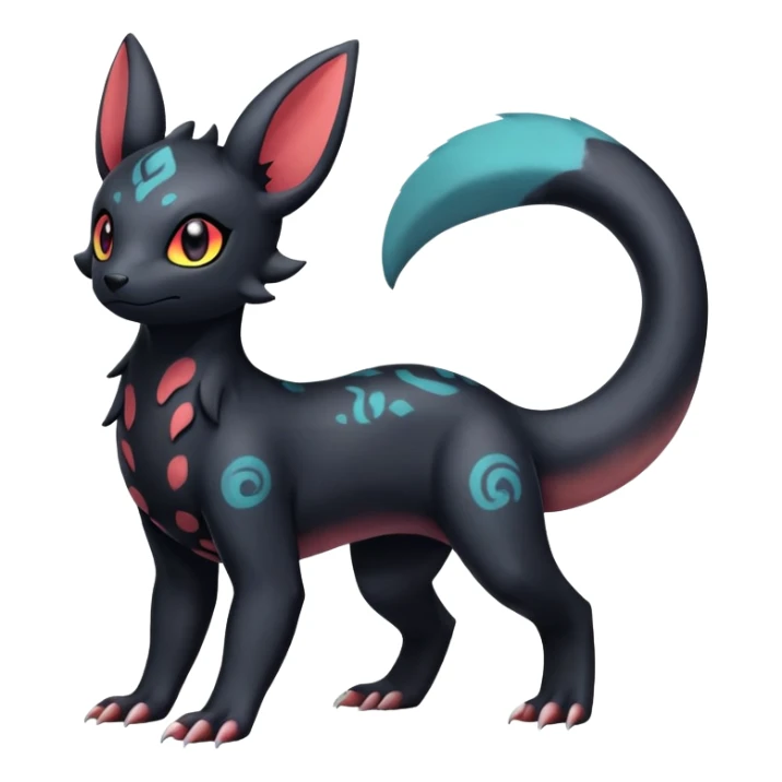 Pastel Salandit-Umbreon-Fakémon-hybrid-creature (full body)  sticker