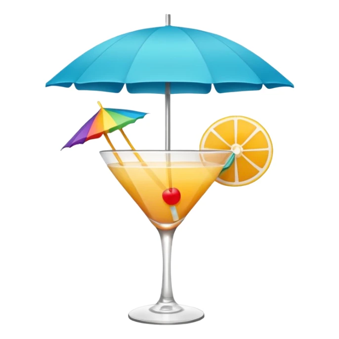 minimalistic beach cocktail emoji, with a cocktail umbrella sticker