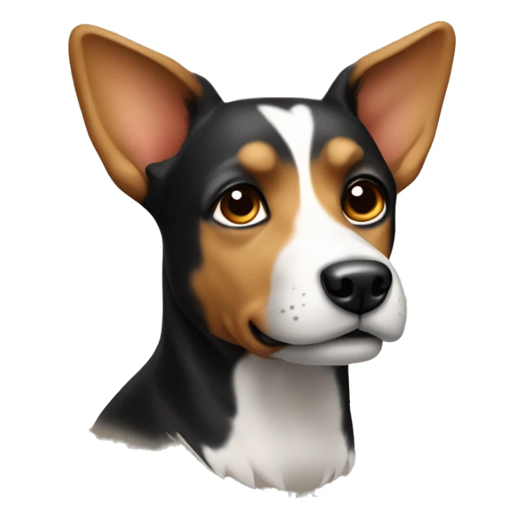 black and tan dog with pointy ears white chest sticker