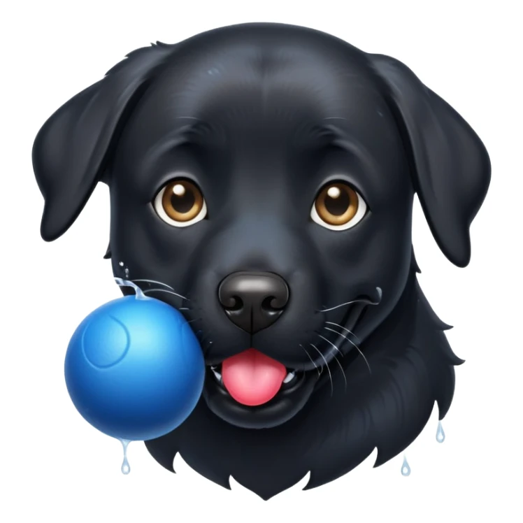 Black lab catching blue ball in his mouth sticker