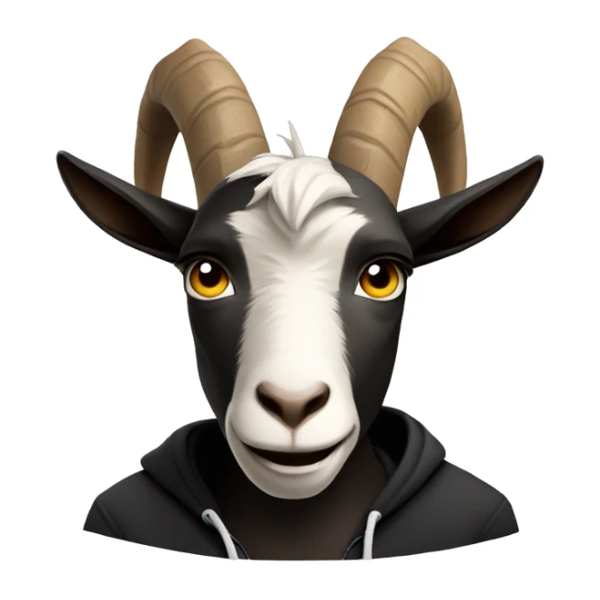 Mad Goat wearing a black hoodie sticker
