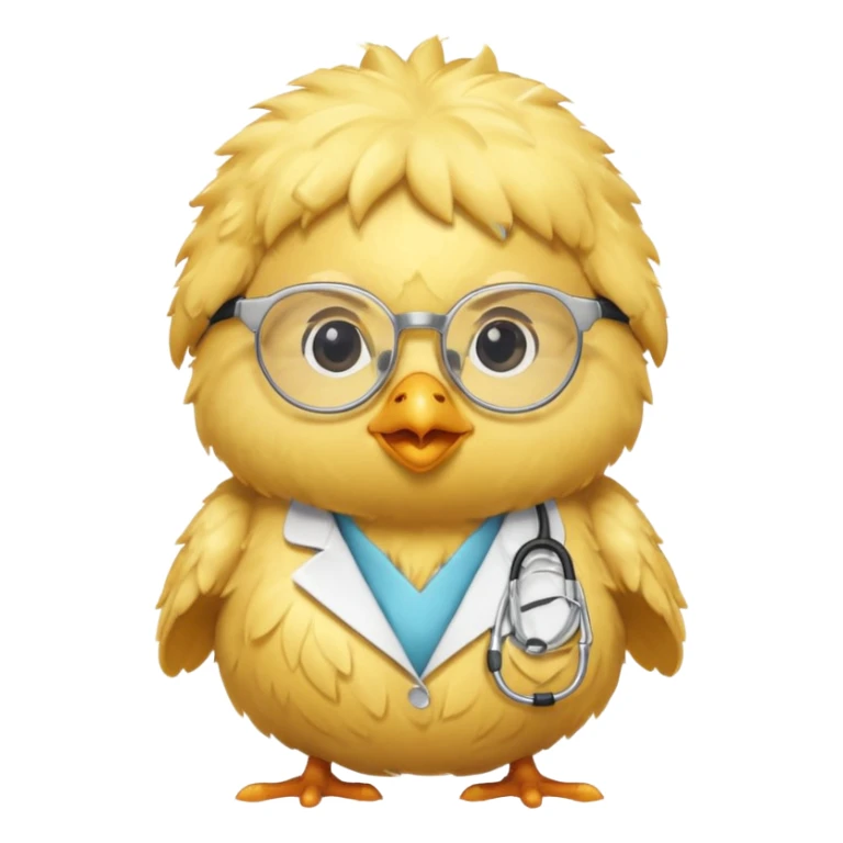 chick animal with glasses, wearing doctor uniform sticker