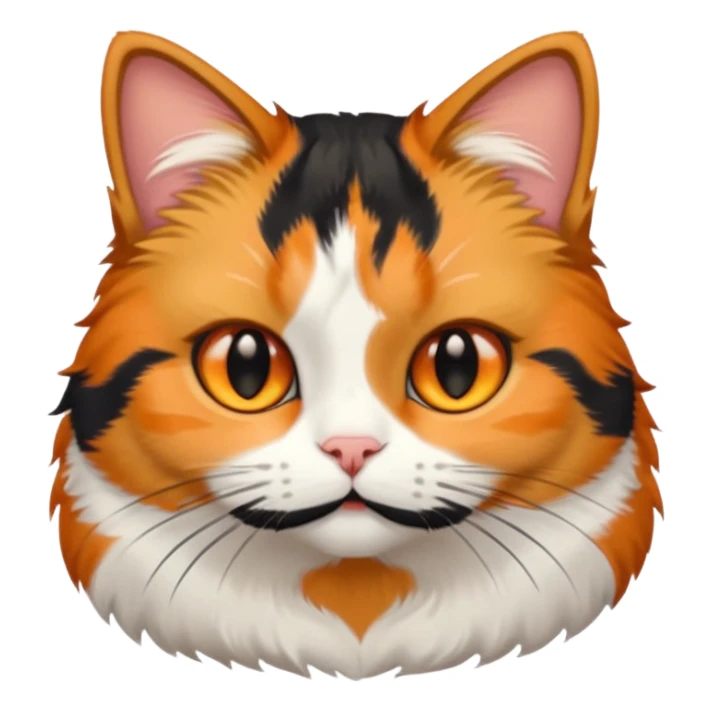 calico cat with small head, hazel eyes, and short but chubby body sticker