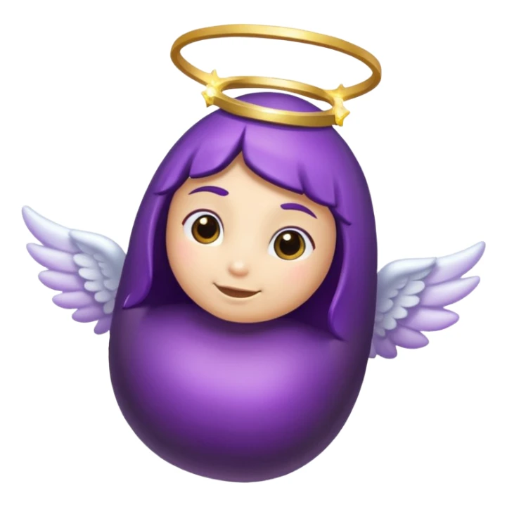 Eggplant from the side wearing an angel halo sticker