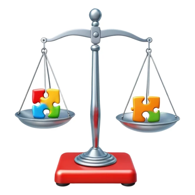 emoji, of a puzzle and a Balance for accounting. sticker