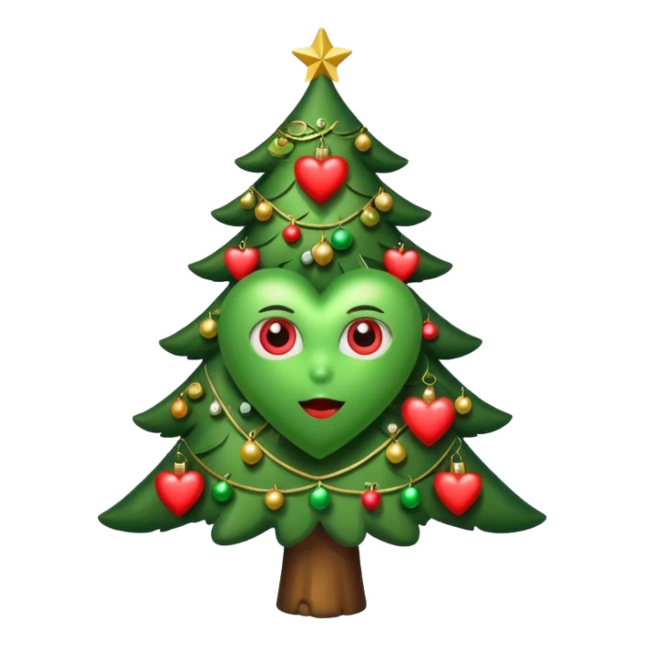 Christmas tree with eyes in shape of heart sticker