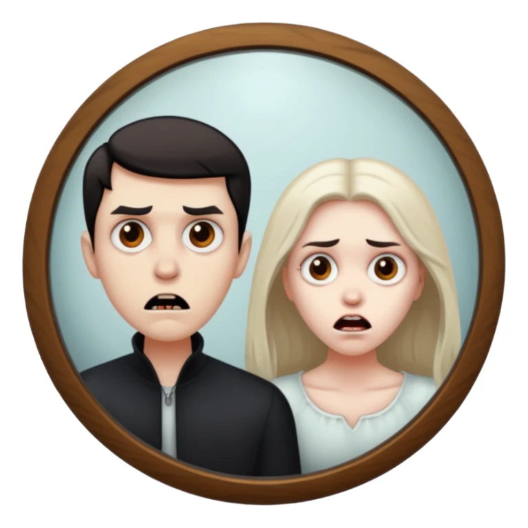 Spooky Man  in mirror behind woman sticker