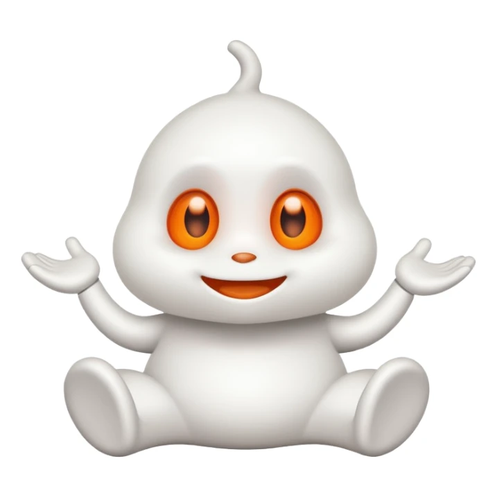 Snoo the Reddit mascot, playful pose, white alien with orange eyes, minimal style sticker