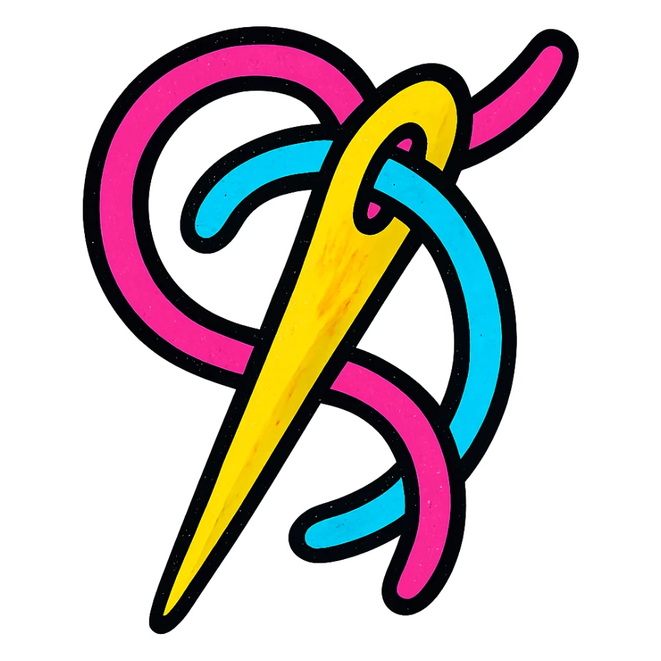 colorful and playful sewing needle icon, vibrant and pop colors sticker