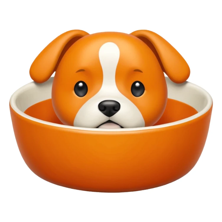 emoji of an orange dog bowl sticker