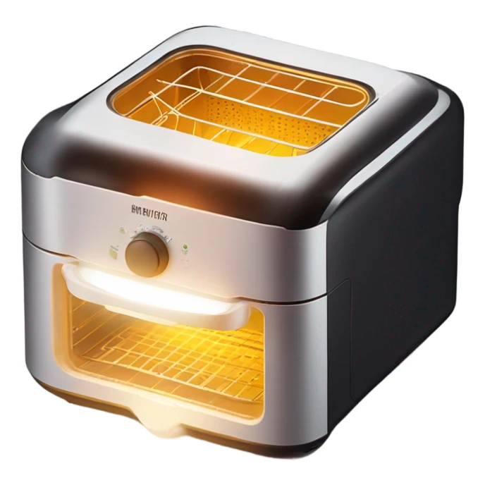 Glowing light shining out of air fryer drawer  sticker