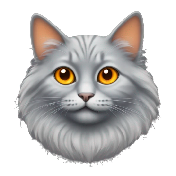 A fluffy gray cat with orange eyes in a butterfly sticker