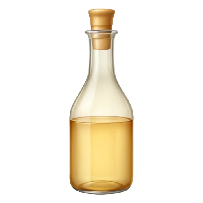 clear vinegar bottle with subtle golden tint. sticker
