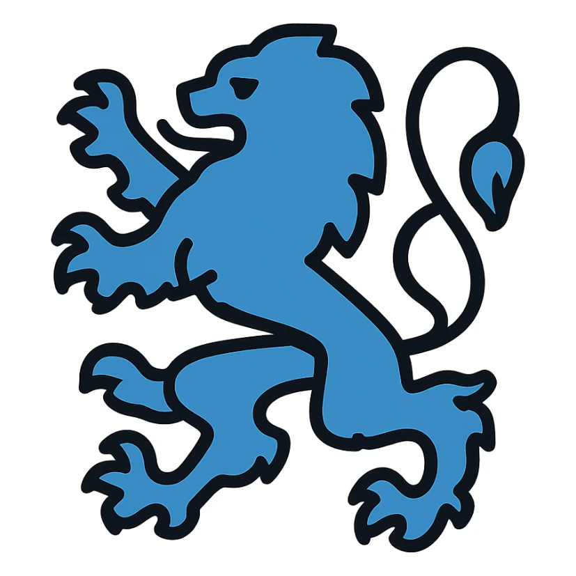 TSV 1860 München lion logo, modern icon style, clean lines, simplified shapes, bold and recognizable, blue and white color scheme, no text sticker