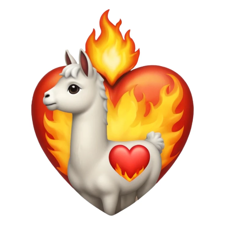 Corazón realista con llamas de fuego sticker