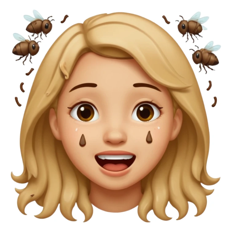 Fille caca qui pu et pleure de rire avec des mouches autour sticker