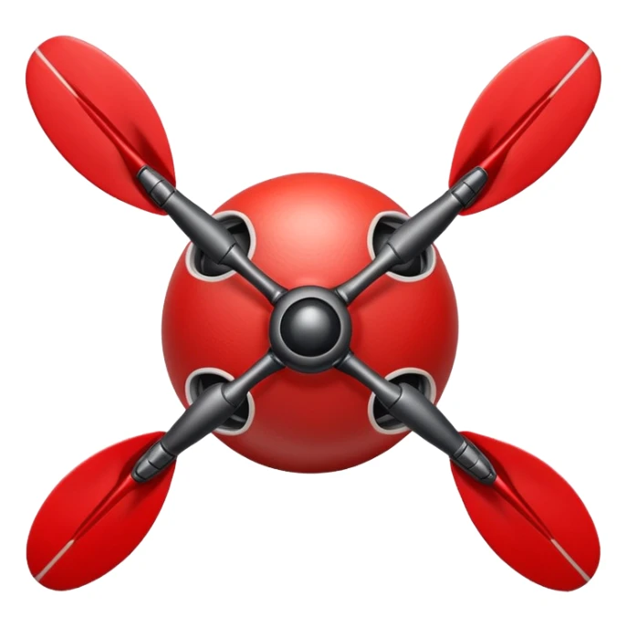 cricket ball with drone propellers attached to it, flying sticker