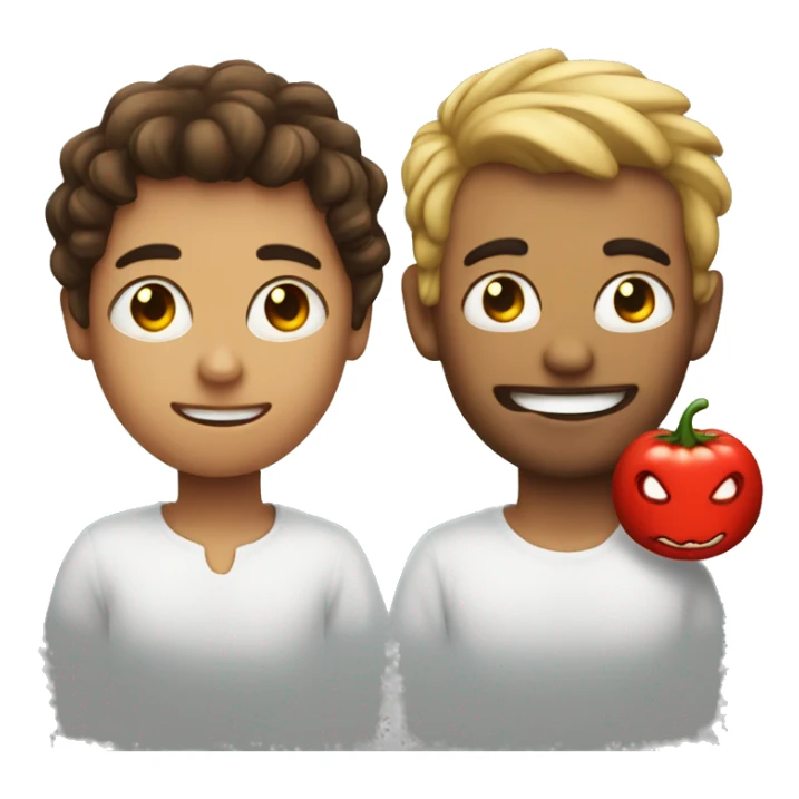 innocent and devil emojis in one person sticker