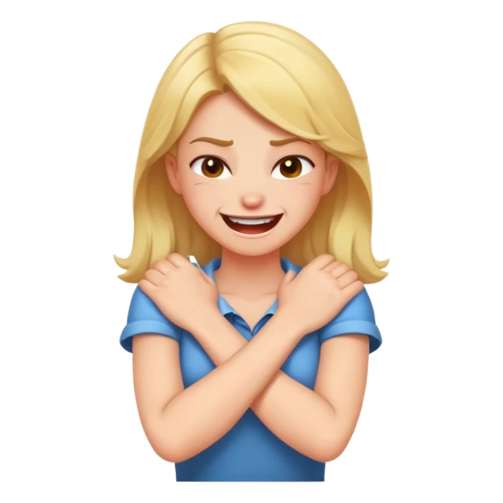 arms crossed holding neck laughing angry girl sticker