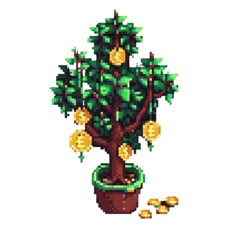 Money growing tree with coins sticker