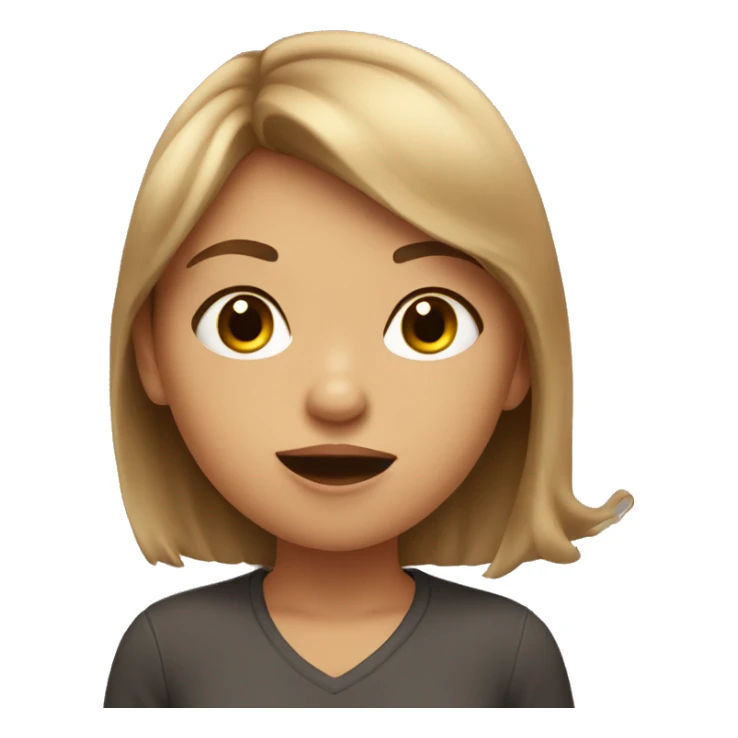 A light-skinned brown-haired girl makes an air kiss sticker