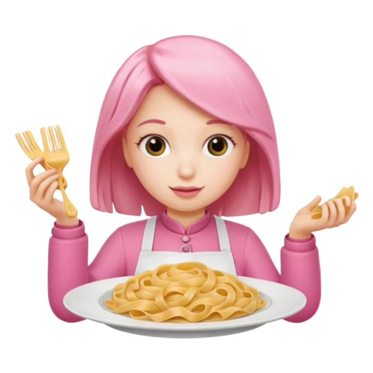 pink girl serving pasta on a plate sticker