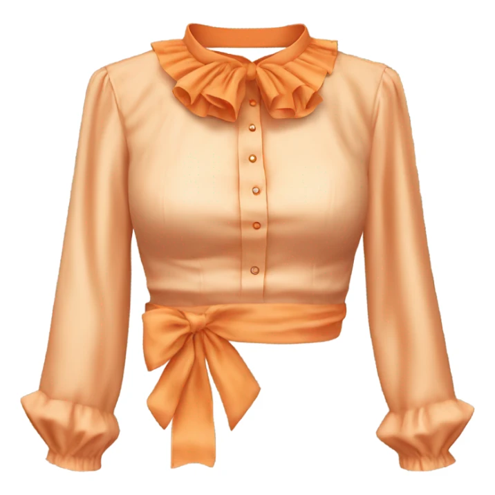 Realistic orange cut out crop top blouse. Ruffles. Isolated. Fancy sash sticker