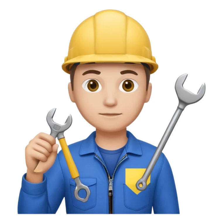 ultra realistic engineer with small ukraine flag and with wrench sticker