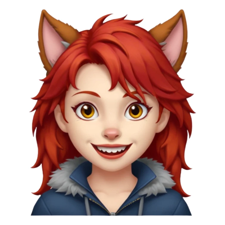 Werewolf red hair girl with a smile sticker