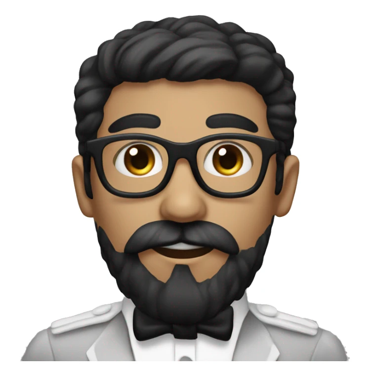 Groom with Short black Hair and  Long black beard handlebar moustache and glasses sticker