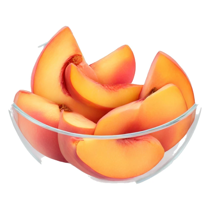 Pink peach slices in a clear glass bowl  sticker