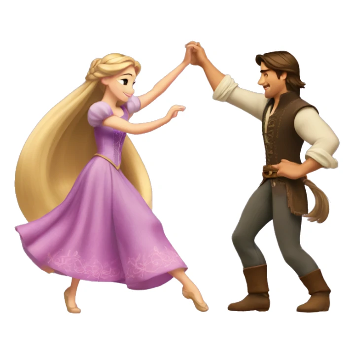 Rapunzel and Flynn Rider dancing sticker