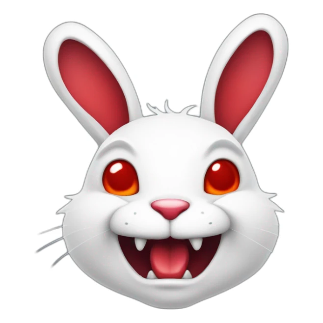 evil white rabbit with sharp fangs with red around mouth sticker
