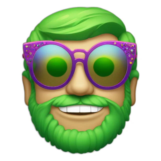 elton john wearing green multi-color oversized sunglasses with scalloped edges for mardi gras sticker