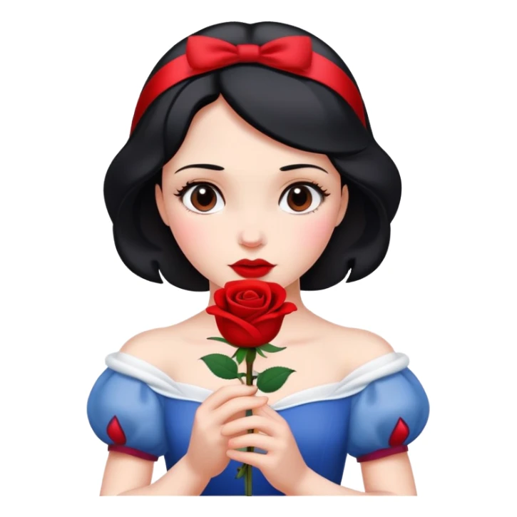 Snow White princess holding a red rose sticker