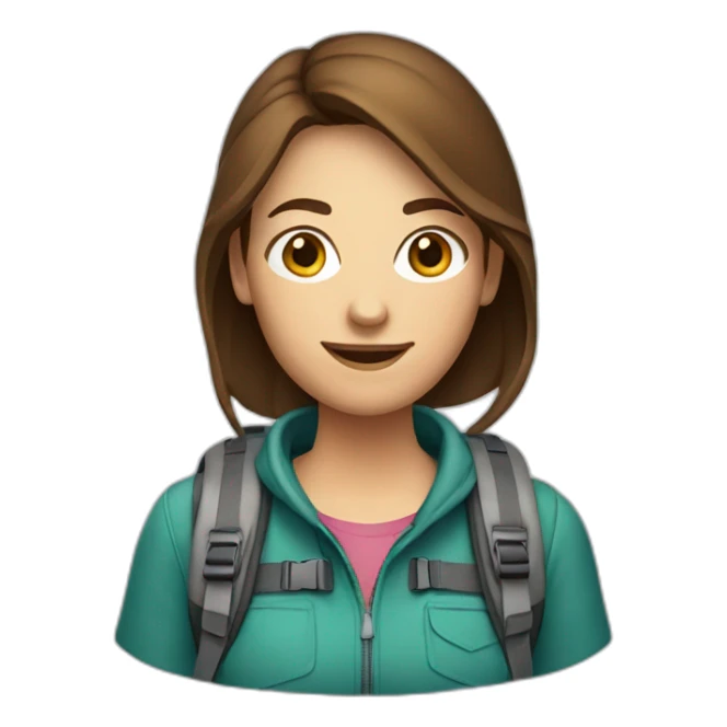 Female Backpacker with shortcut Brown hair sticker