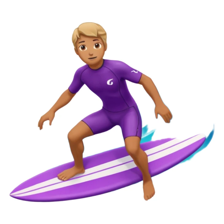 glitter surfer purple surf in wave ocean cian sticker