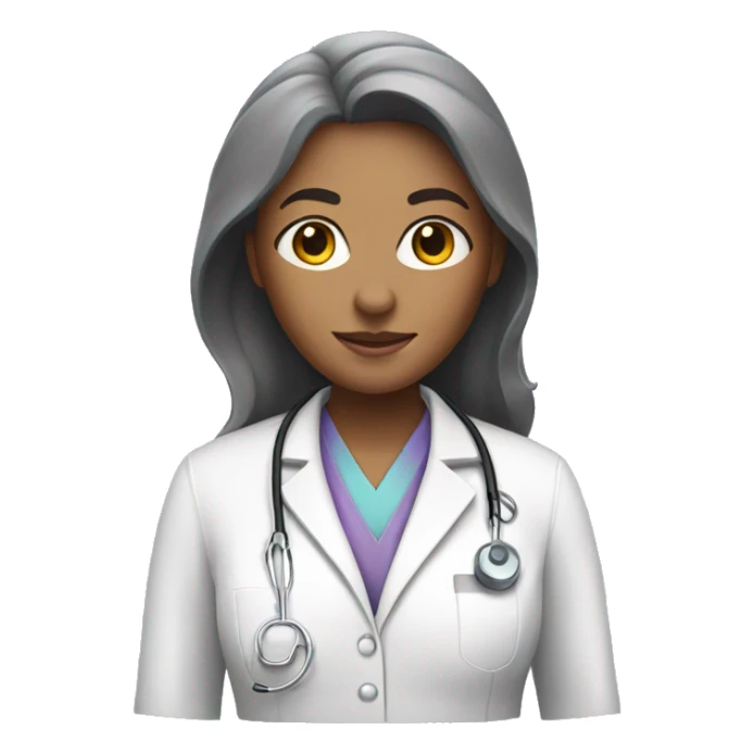Female doctor with a light purple scrub sticker
