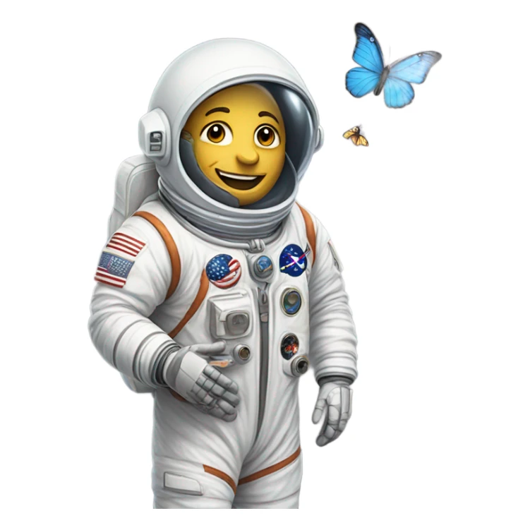Astronaut holding a butterfly sticker