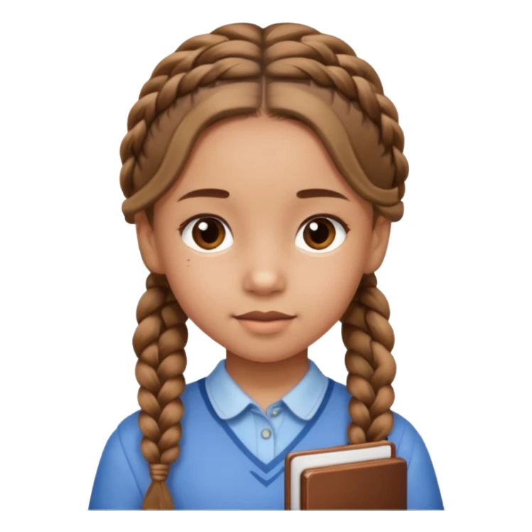 brown braid hair girl kid, student sticker