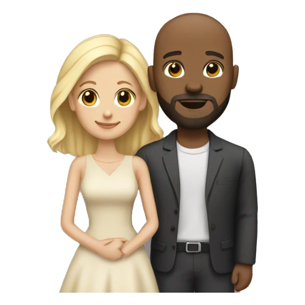 Love interracial couple bald black male with beard blonde female sticker