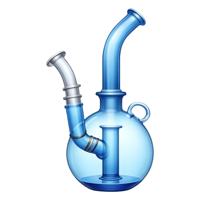 glass water pipe emoji style, transparent blue glass sticker