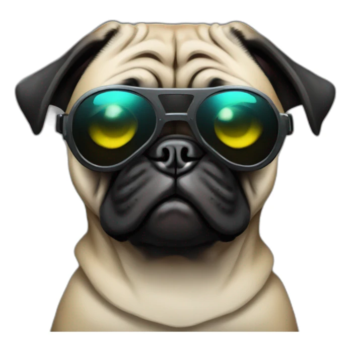 pug with black sunglasses and wearing a cyberpunk suit sticker