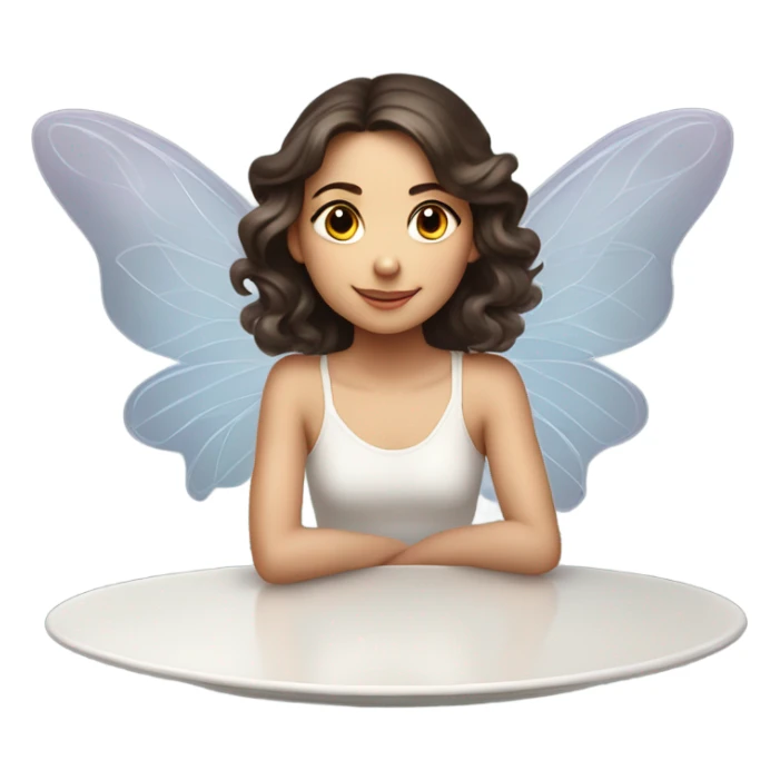 Brunette girl with fairy wings on platter sticker