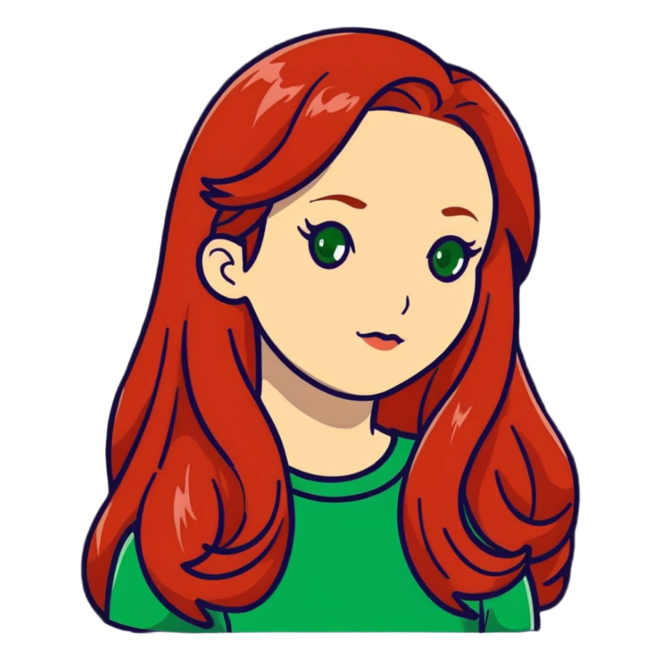 redhead with long hair and green eyes sticker